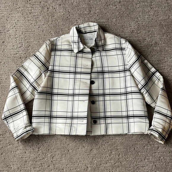 Oscar de La Renta Silk Cropped Jacket - Picture 1 of 10